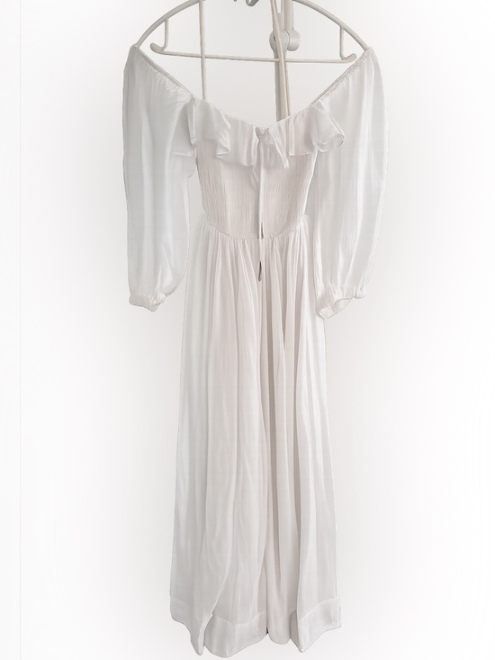 Free People Dresses & Skirts - Free People White Off-Shoulder Maxi Dress with Ruffle Neckline